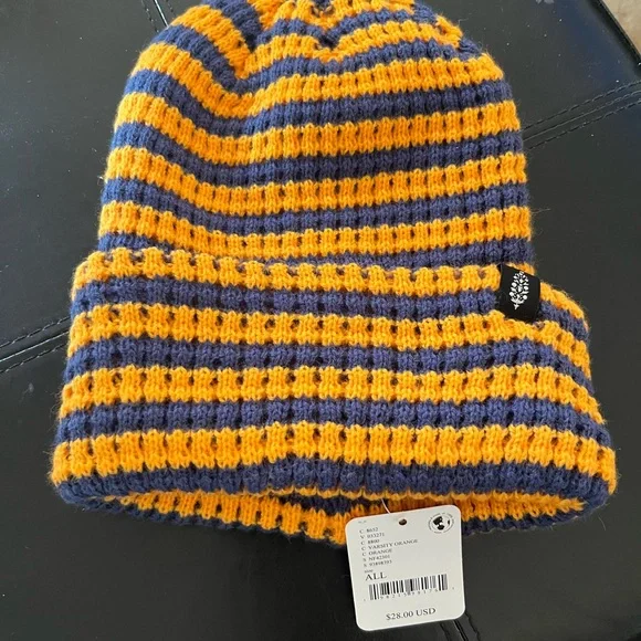 Free People/ FP Movement Stripe It Up Cool   Varsity Orange Beanie - Picture 3 of 5